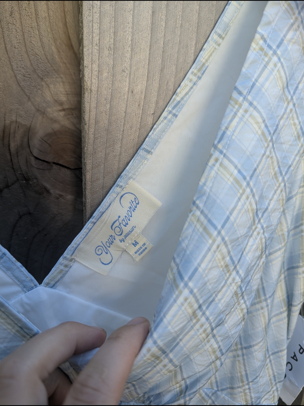 NWT Pacsun Plaid V-Neck Dress in Light Blue - Picture 2 of 4